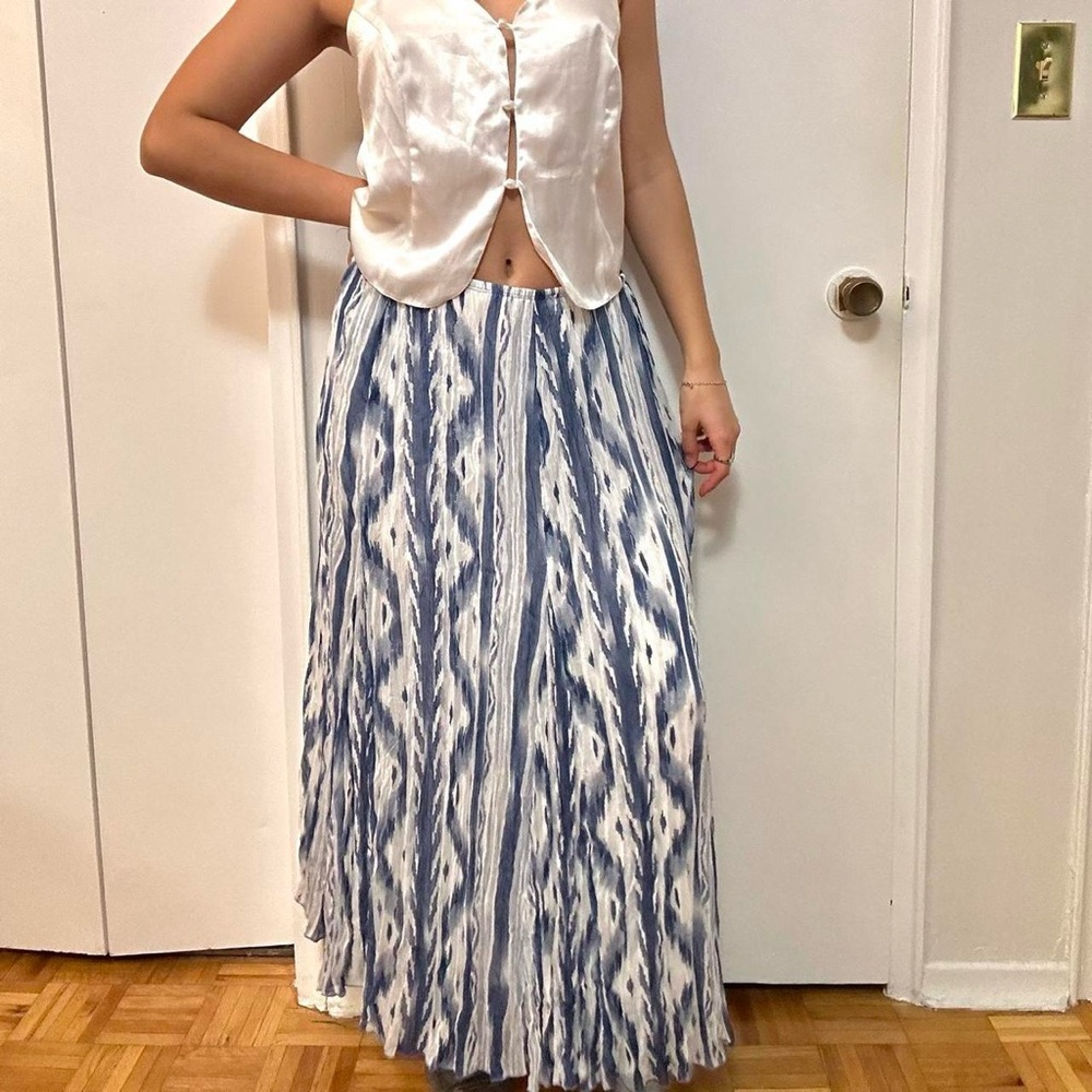 Ruby Rd. Maxi Skirt Navy White Size 14/L/XL